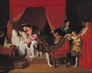 Franz I. (1494-1547) empfängt die letzten Atemzüge von Leonardo da Vinci (1452-1519), 1818
